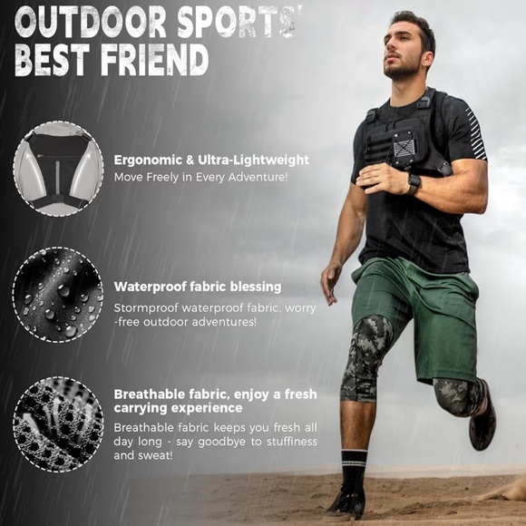 NEW Outdoor Sports Chest Bag Men Chest Vest Holster One  Size Pistol Holder Blac - Picture 5 of 8